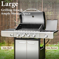 Propane Gas Grill Built for Powerful Outdoor Cooking, 42000 BTU, Side Burner, Stainless Steel Construction