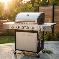 4 Burner Propane Gas Outdoor Grill with Side Burner Stainless Steel BBQ Grill — Studio Shot