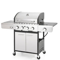 4 Burner Propane Gas Outdoor Grill with Side Burner Stainless Steel BBQ Grill — Studio Shot