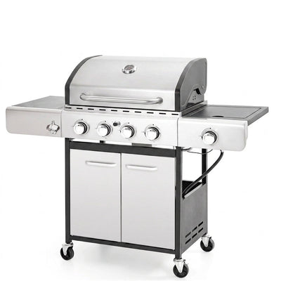 Propane Gas Grill Built for Powerful Outdoor Cooking, 42000 BTU, Side Burner, Stainless Steel Construction