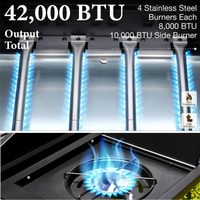 Propane Gas Grill Built for Powerful Outdoor Cooking, 42000 BTU, Side Burner, Stainless Steel Construction