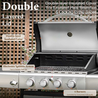 Propane Gas Grill Built for Powerful Outdoor Cooking, 42000 BTU, Side Burner, Stainless Steel Construction