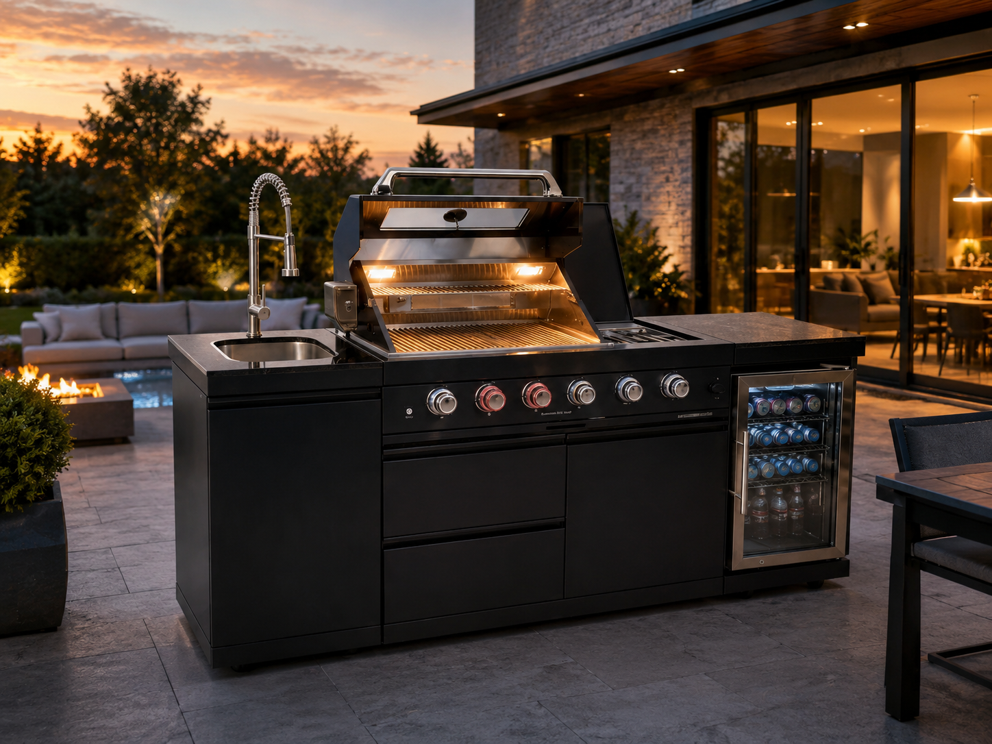 Complete island setup on modern patio