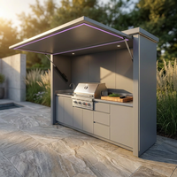 Customized Multi Functional Outdoor Kitchen BBQ Pod with Shelter Moisture Resistant Stainless Steel Outdoor Kitchen Patio Shed — Studio Shot