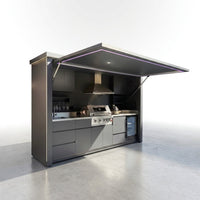 Customized Multi Functional Outdoor Kitchen BBQ Pod with Shelter Moisture Resistant Stainless Steel Outdoor Kitchen Patio Shed — Studio Shot
